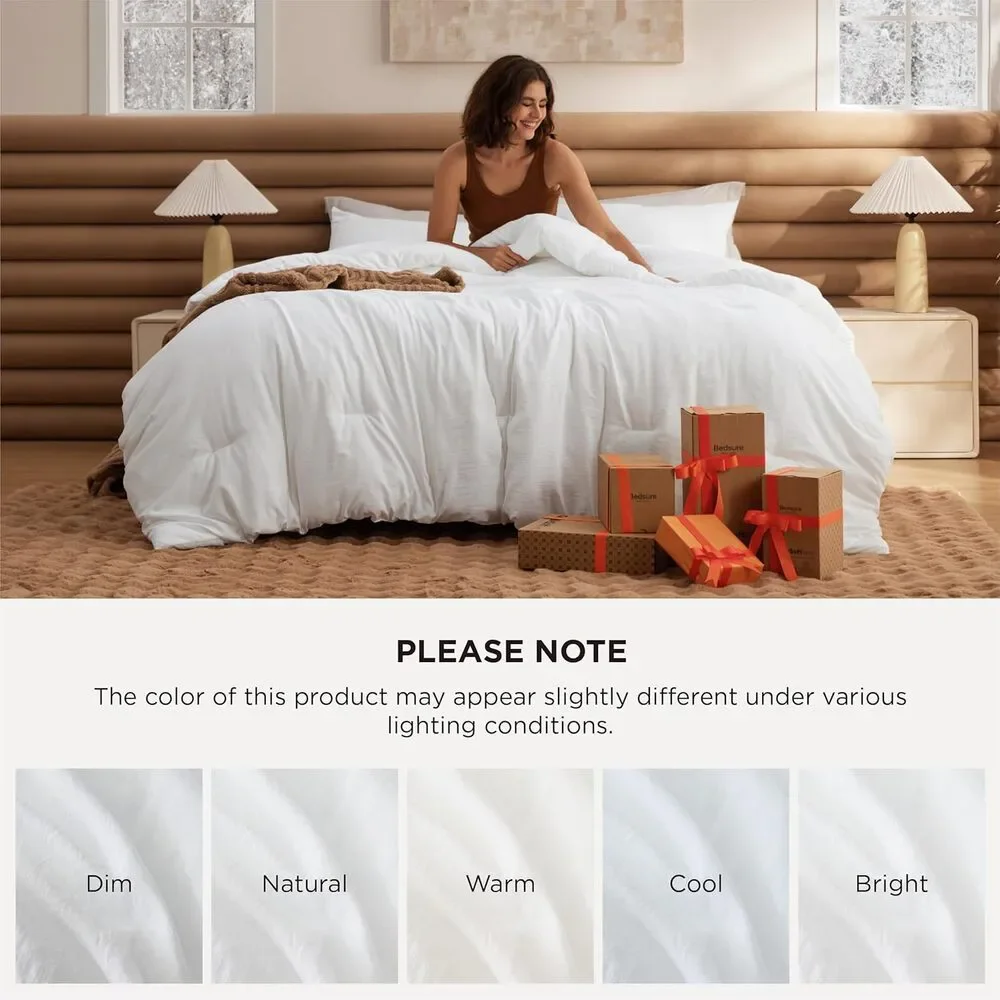 3 Pc Bedsure Queen Comforter Set All Seasons GentleSoft Comforter, 2 Pillowcases